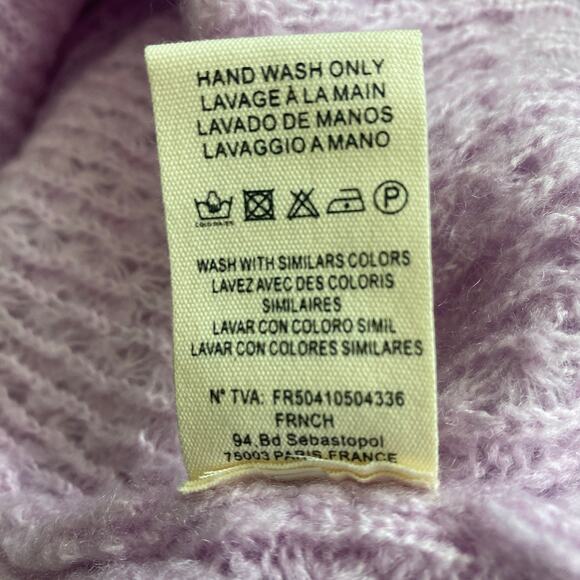 FRNCH Paris Crew Neck Pointelle Knit Sweater Lavender Sweater Size S/M - Picture 6 of 6